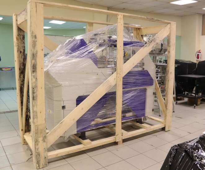 Подготовка к перевозке оборудования для упаковки коробочек чая